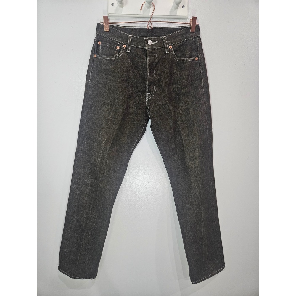 Levis 501XX Mens Straight Leg Jeans Dark Green Gray Wash Contrast Stitch W31 L30